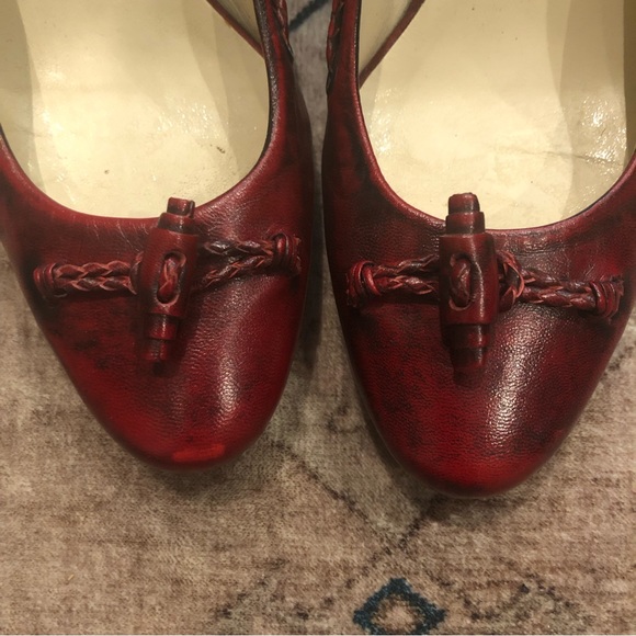 Cole Haan red/wood leather heeled loafers - Picture 6 of 6